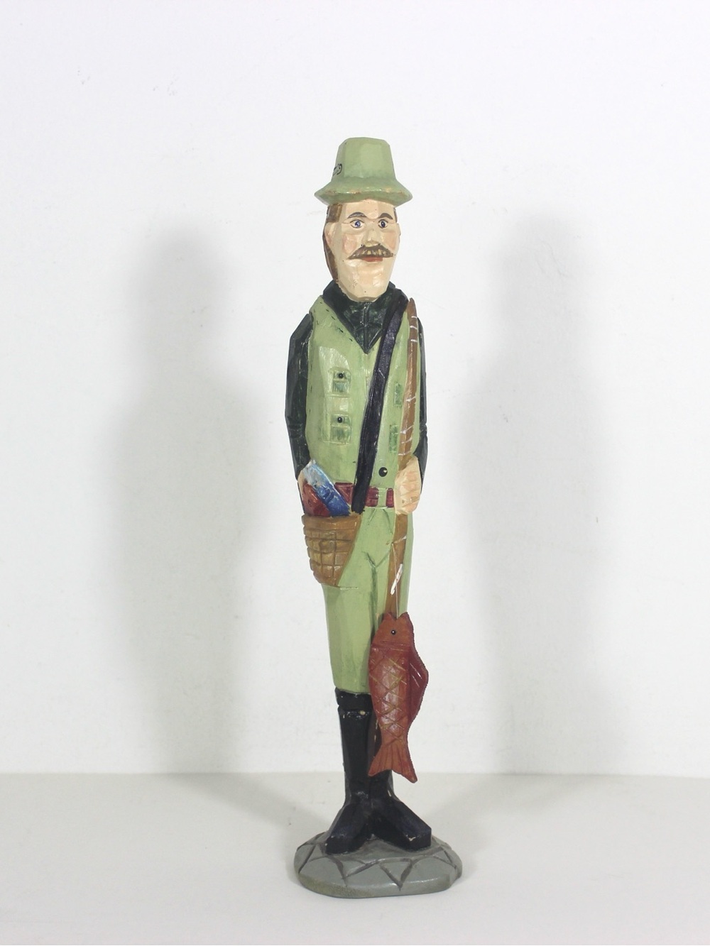Vintage Hand Carved Wood Fisherman Folk Art